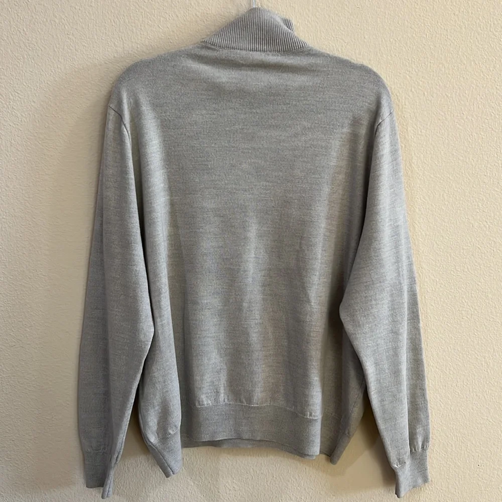 Polo Golf Ralph Lauren Merino Wool Beige Mock collard 1/4 Zip PullOver‎ Men XL